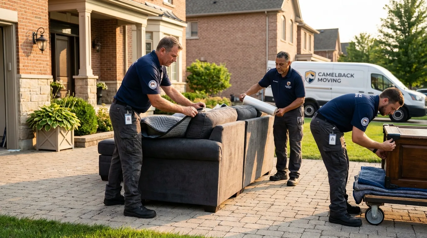 Large estate moving crew wrapping furniture in Leesville, SC